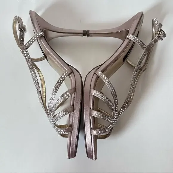 Nina Champagne Platform Sandal Size 9M - Picture 6 of 11